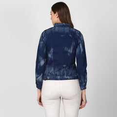 Women's Blue Denim Jacket with Washed effect