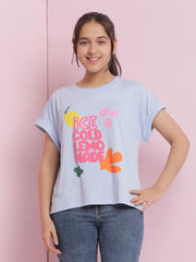 بلوزة قصيرة قطنية للبنات