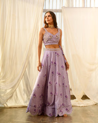 Very Peri Lilac Sequins Kali Lehenga Set