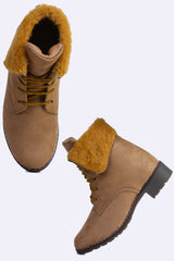 Beige Block Solid Regular Boots