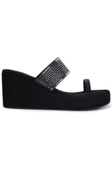 Shezone - Casual Fashion Sandals 3 Inches Wedge Open Back Round Toe Heels