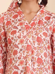 Women Off White Floral Printed Winter Co-Ord Set