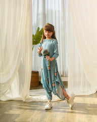 Dusty Teal Dhoti Jumpsuit Kids