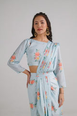 Baby Blue Lungi Saree Set