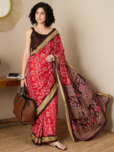 Women's Bhagalpuri Silk Red Printed Ready to Wear With Blouse Piece