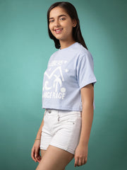 بلوزة قصيرة قطنية للبنات