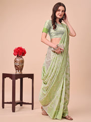 Banarasi Cotton Saree with Floral Zari Work and Traditional Pallu - Elegant Ethnic Wear for Festivals & Ceremonies