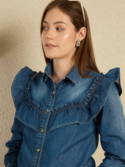 Women's Front Placket Denim Shirt