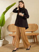 Women's Black Cotton Lose Fit HiLo Shirt