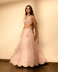 Rosey Pink Sequins Kali Lehenga Set