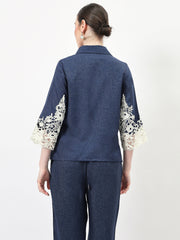 Embellished Embroidered Linen Top
