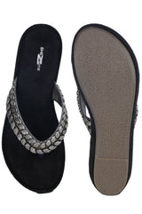 صندل كاجوال أنيق بكعب إسفيني 3 بوصات، مفتوح من الخلف، مقدمة دائرية