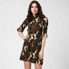 Women's Camouflage Print Shirt Dress