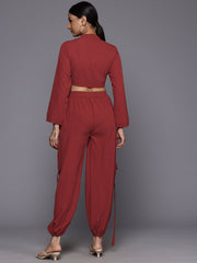 Women Rust Long Sleeves Joggers Co-Ord