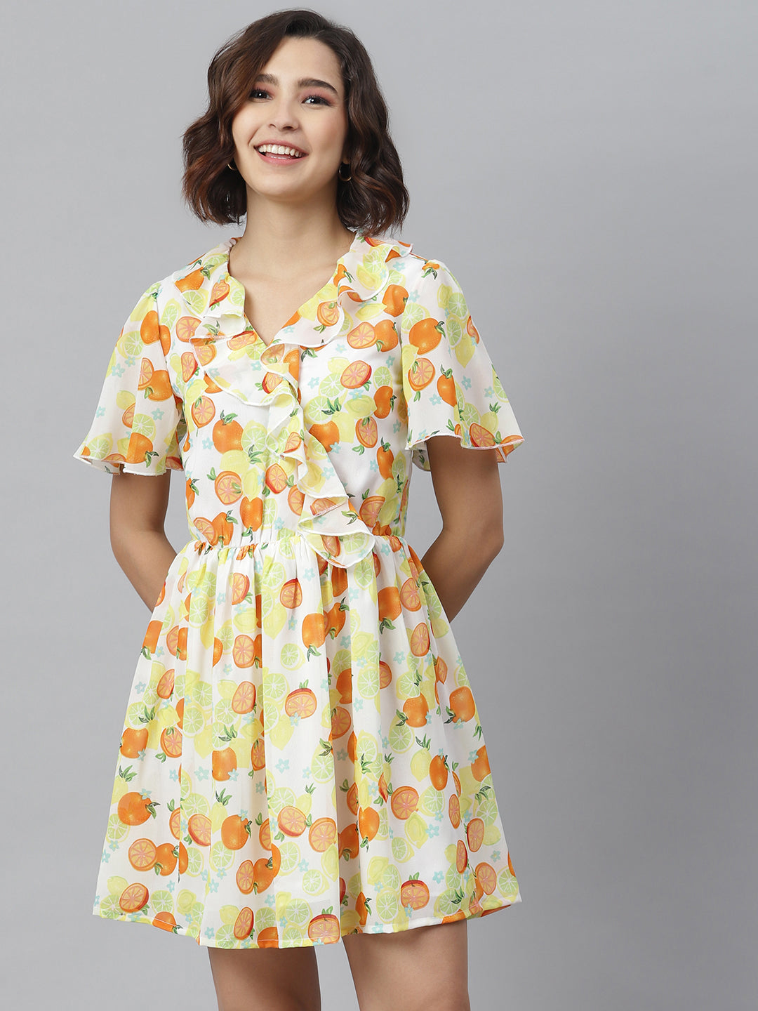 Women's Fruit Print Dress with Ruffle – Prasha Lifestyle