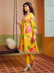 Yellow Multi Colour Floral Printed Kurta set