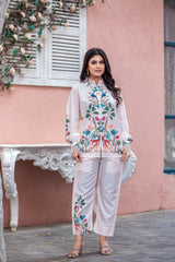 Printed Poly Linen Top and Pant cord set