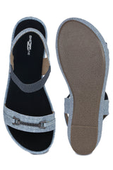 صندل أنيق وعصري بكعب إسفيني 3 بوصات وحلقة للكاحل ومقدمة مستديرة