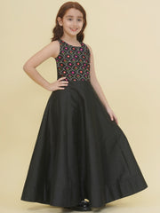 Silk Woven Sleeveless Ethnic Motifs Fit And Flare Ethnic Dress - Black