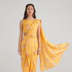Amber Yellow Lungi Saree Set