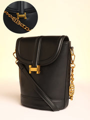 حقيبة كتف مونوغرام للنساء - أسود داكن