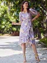 Lavender & Yellow Floral Crepe Dress
