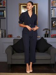 Women Navy Blue Solid Co-Ords