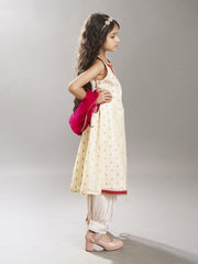 Girls Ethnic motifs woven design Kurta With Salwar & Dupatta