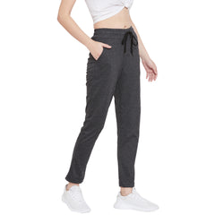 Women's Dark Grey Cotton Track Pants