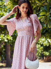 Peach-Coloured Midi Dress