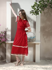 Bell Sleeve Fit & Flare Midi Dress