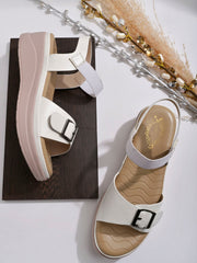 Shoetopia - Slingback White Platform Heels For Women & Girls