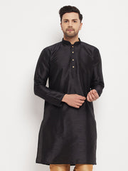 Vastramay - Men's Black Silk Blend Kurta Only