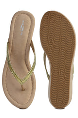 Gold Casual Wedge Open Back 3 inches Wedge Heels