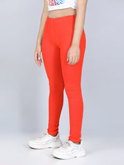 Girls Cotton Jeggings-Orange