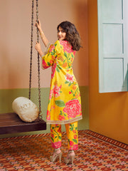 Yellow Multi Colour Floral Printed Kurta set