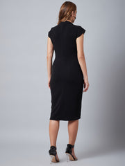 Women Black Solid Sheath Dress
