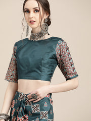 Women's Satin Silk Printed Designer Saree With Blouse Piece