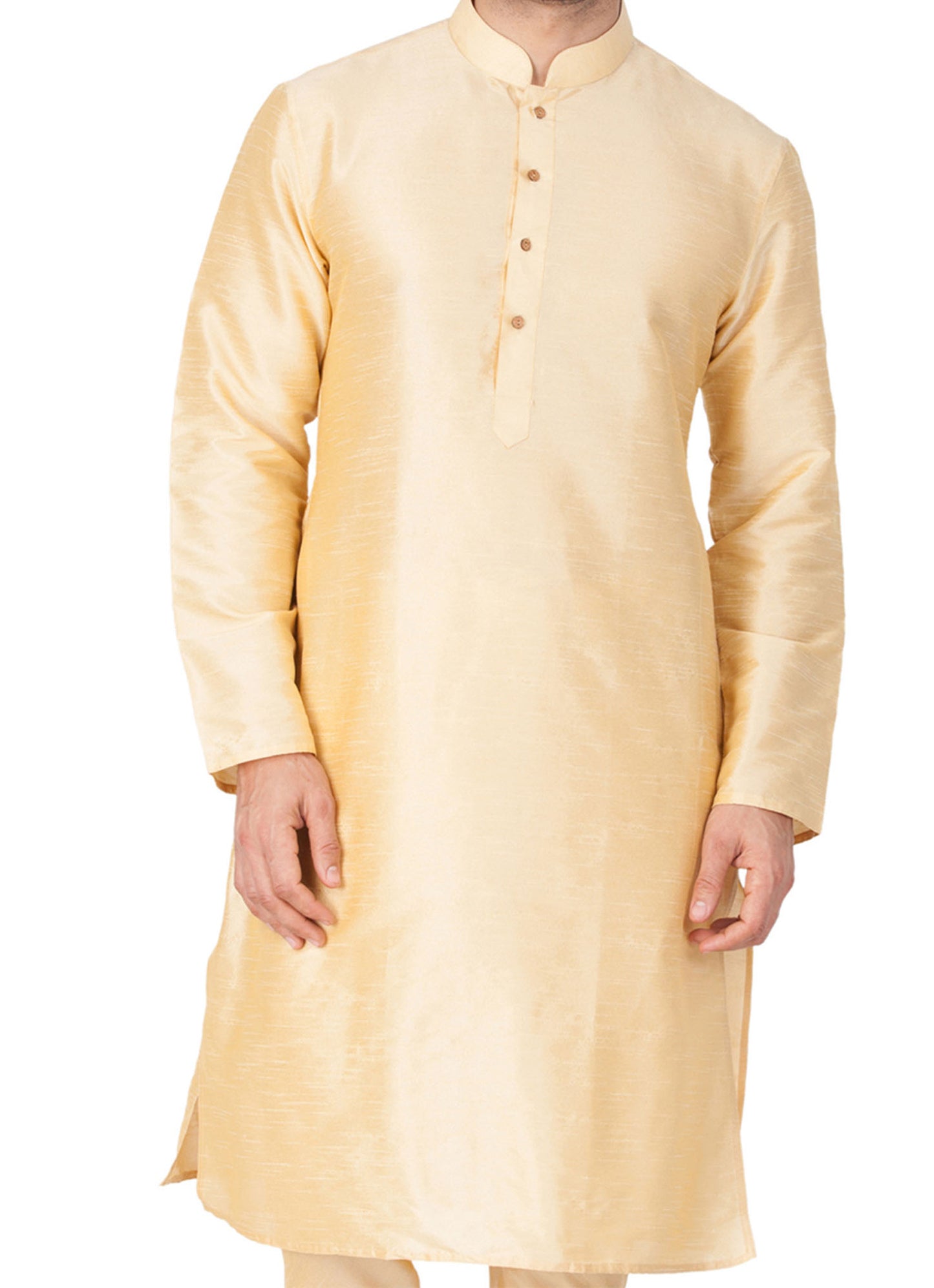Vastramay - Men's Gold Silk Blend Kurta Only