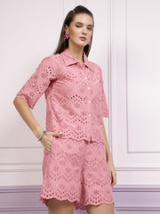 Shiffli Pure Cotton Shirt With Shorts