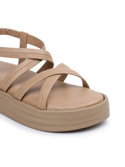 صنادل كاجوال أنيقة بكعب مسطح وحزام خلفي