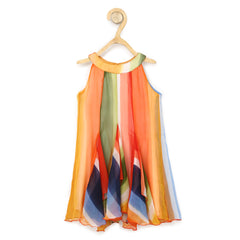 Girls Chiffon Multi Coloured Print Dress
