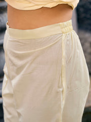 Yellow color pure cotton with thread embroidered kurta & trouser with printed dupatta set