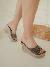 Shezone - Fashion Open Back Sandal 5 inches Wedge Heels