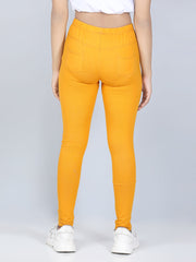 Girls Cotton Jeggings- Mustard
