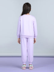 Girls Lavender Heart Printed Tracksuit