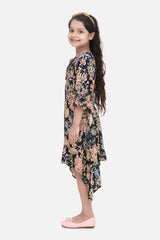 Gils Floral Dress with Asymmetric Hemline