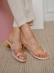 Casual Pink Open Back 1.5 inches Block Heels