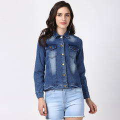Women's Hand Painted Denim Jacket-Pop