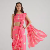 Hot Pink Ready Saree Skirt Set